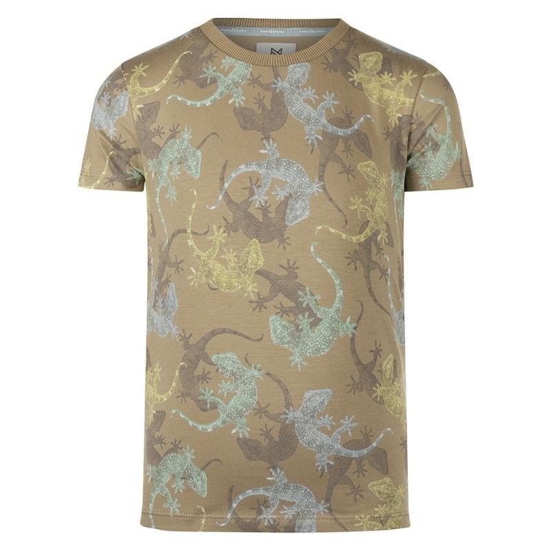 Taupe geprint t-shirt P54860 - Capuchon Fashion