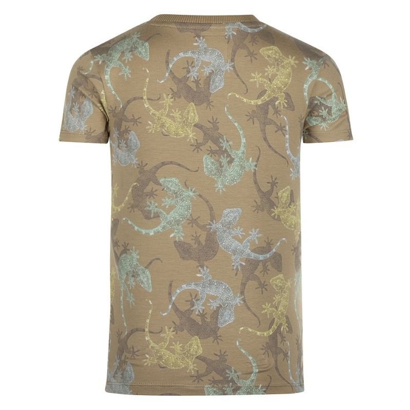 Taupe geprint t-shirt P54860 - Capuchon Fashion