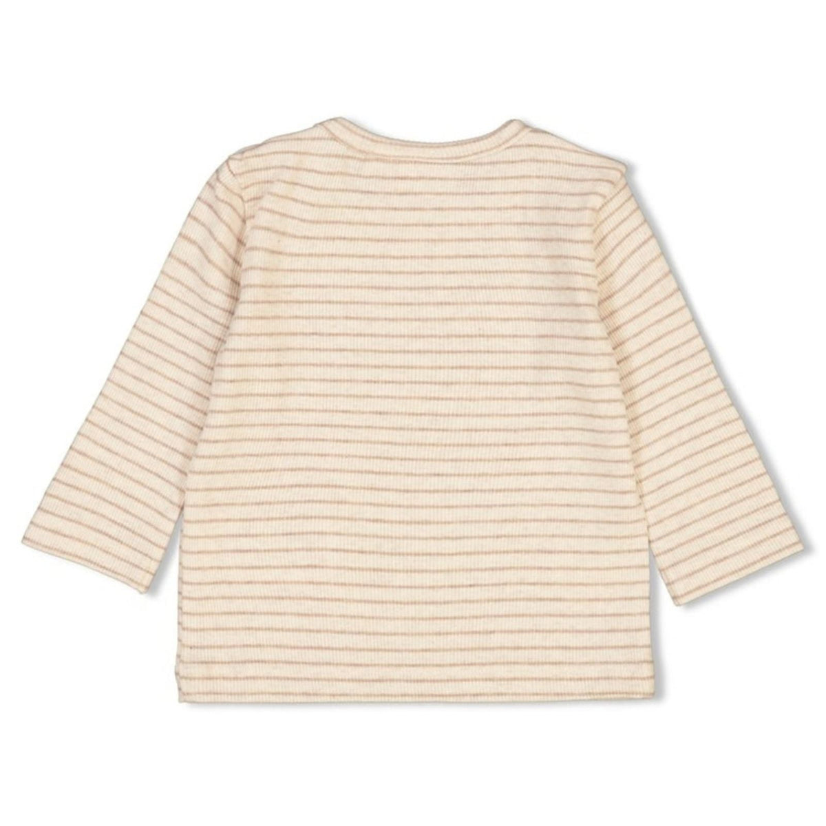 Taupe melange rib met streep longsleeve The Magic is in You - Capuchon Fashion