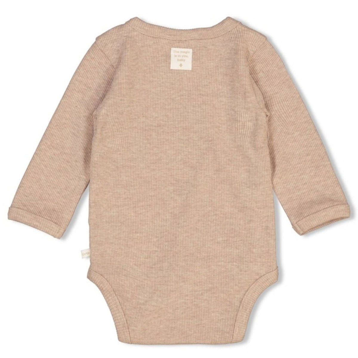 Taupe melange rib wikkelromper The Magic is in You - Capuchon Fashion