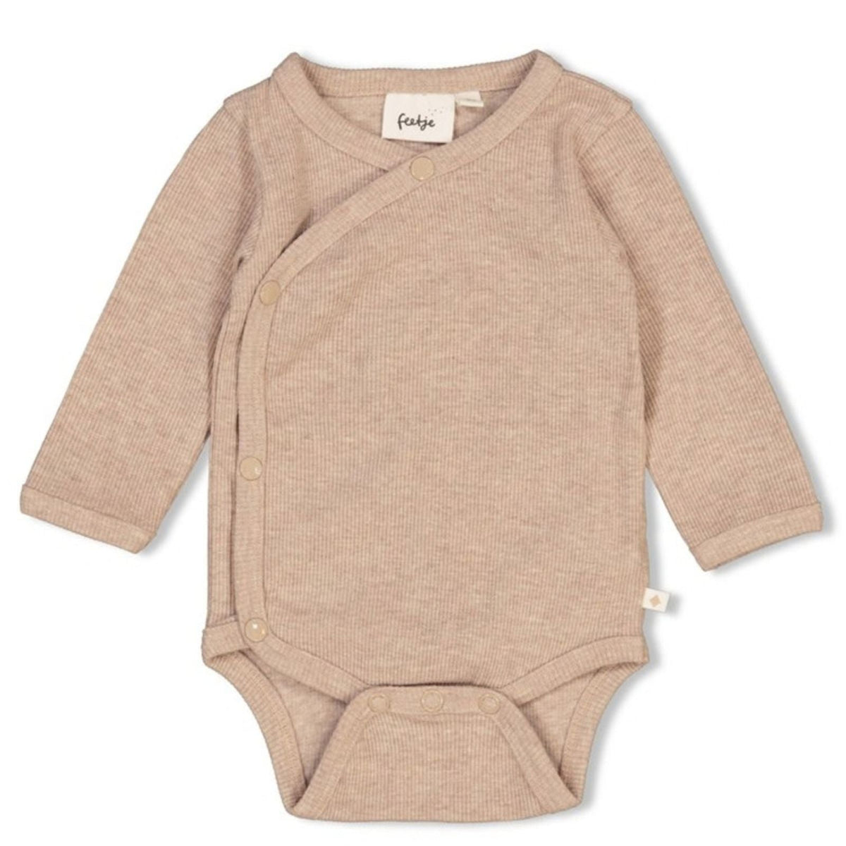 Taupe melange rib wikkelromper The Magic is in You - Capuchon Fashion