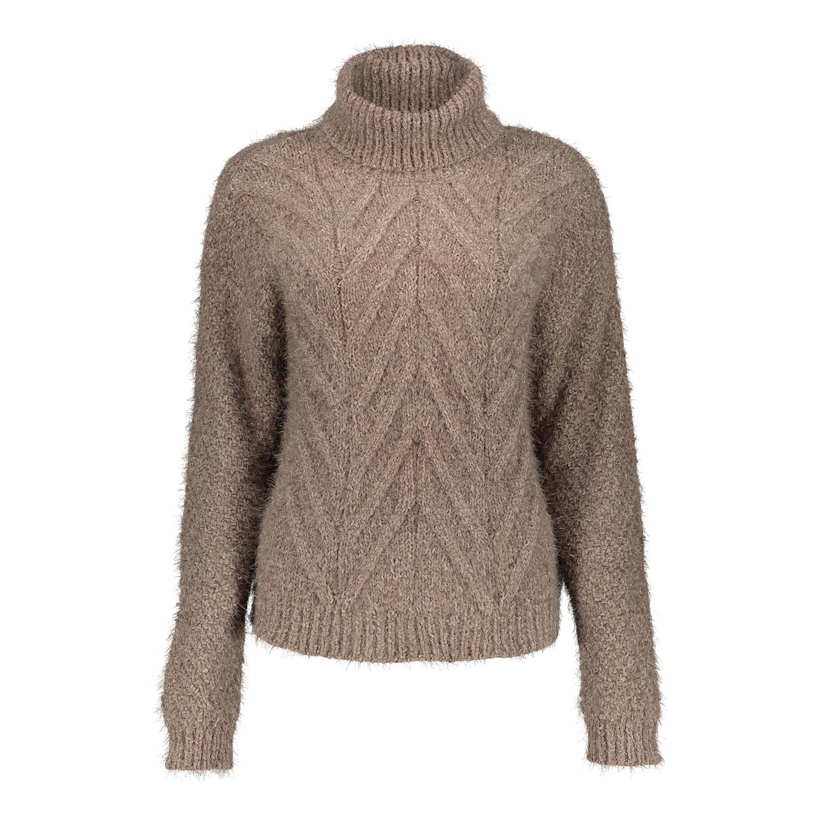 Taupe roll neck pull 44505 - Capuchon Fashion