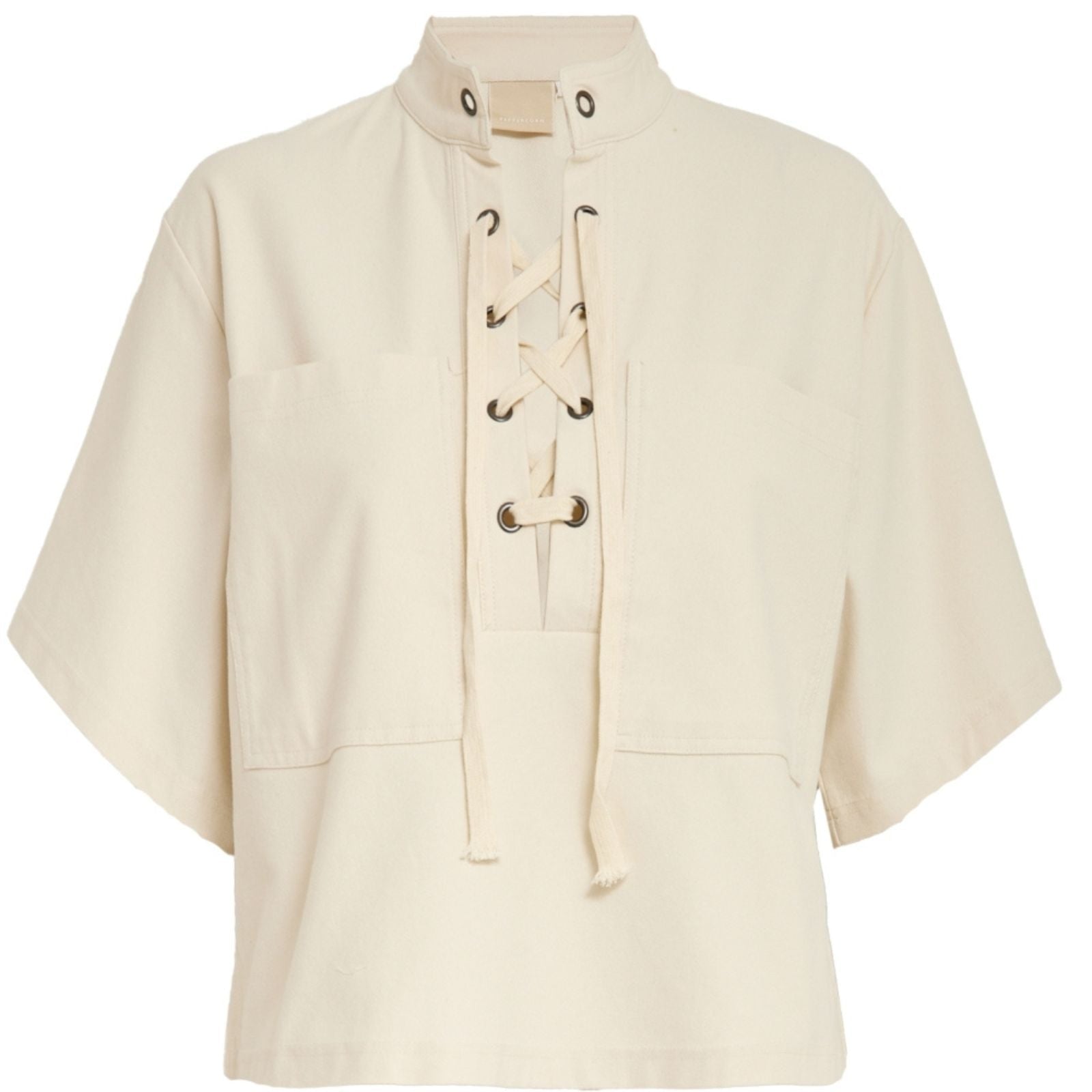 Tofu beige blouse met details Naddie - Capuchon Fashion