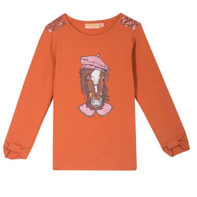 Oranje longsleeve Bonjour