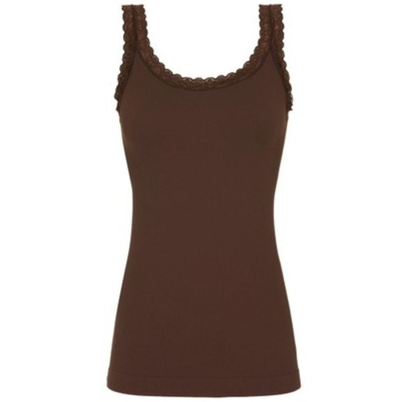 Donkerbruine microfiber rib top Frida