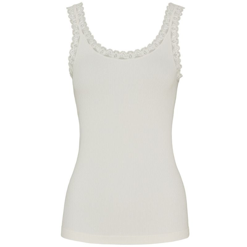 Ivoorwitte microfiber rib top Frida