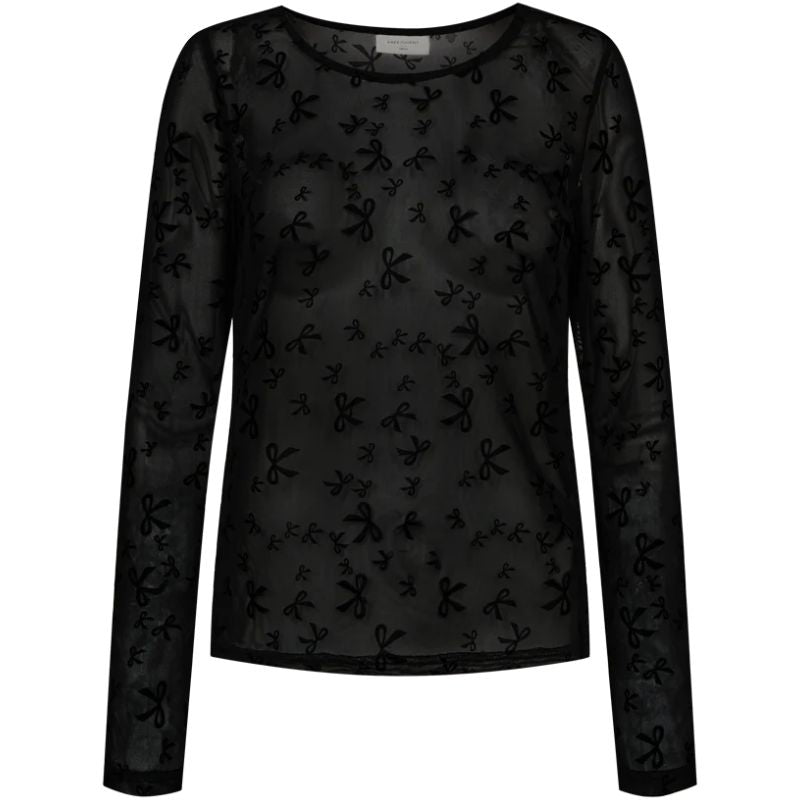 Zwart geprinte strikjes mesh top Iska