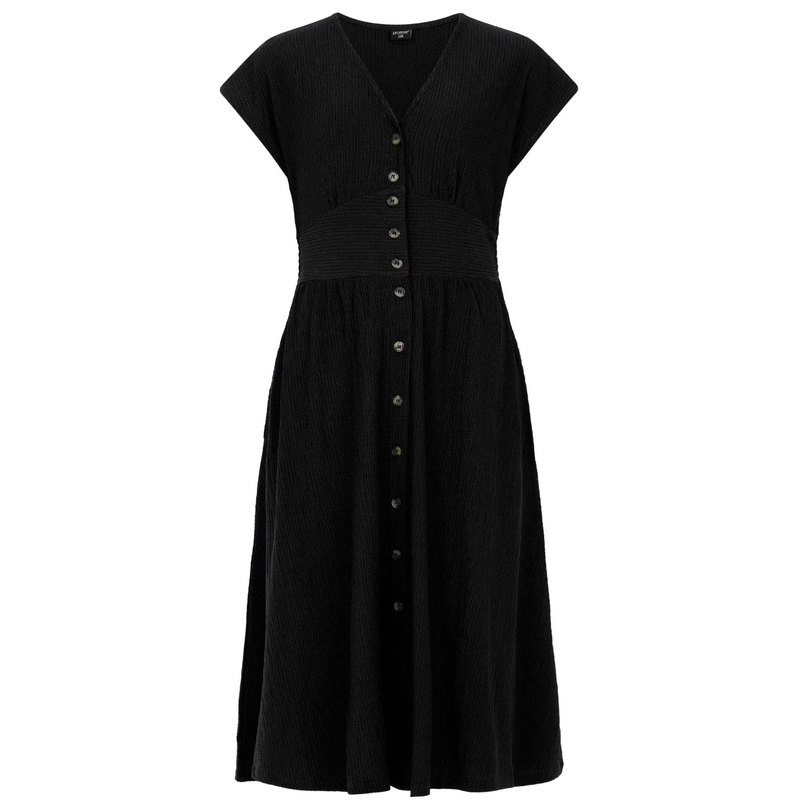 True Black v-hals midi jurk Nieve - Capuchon Fashion