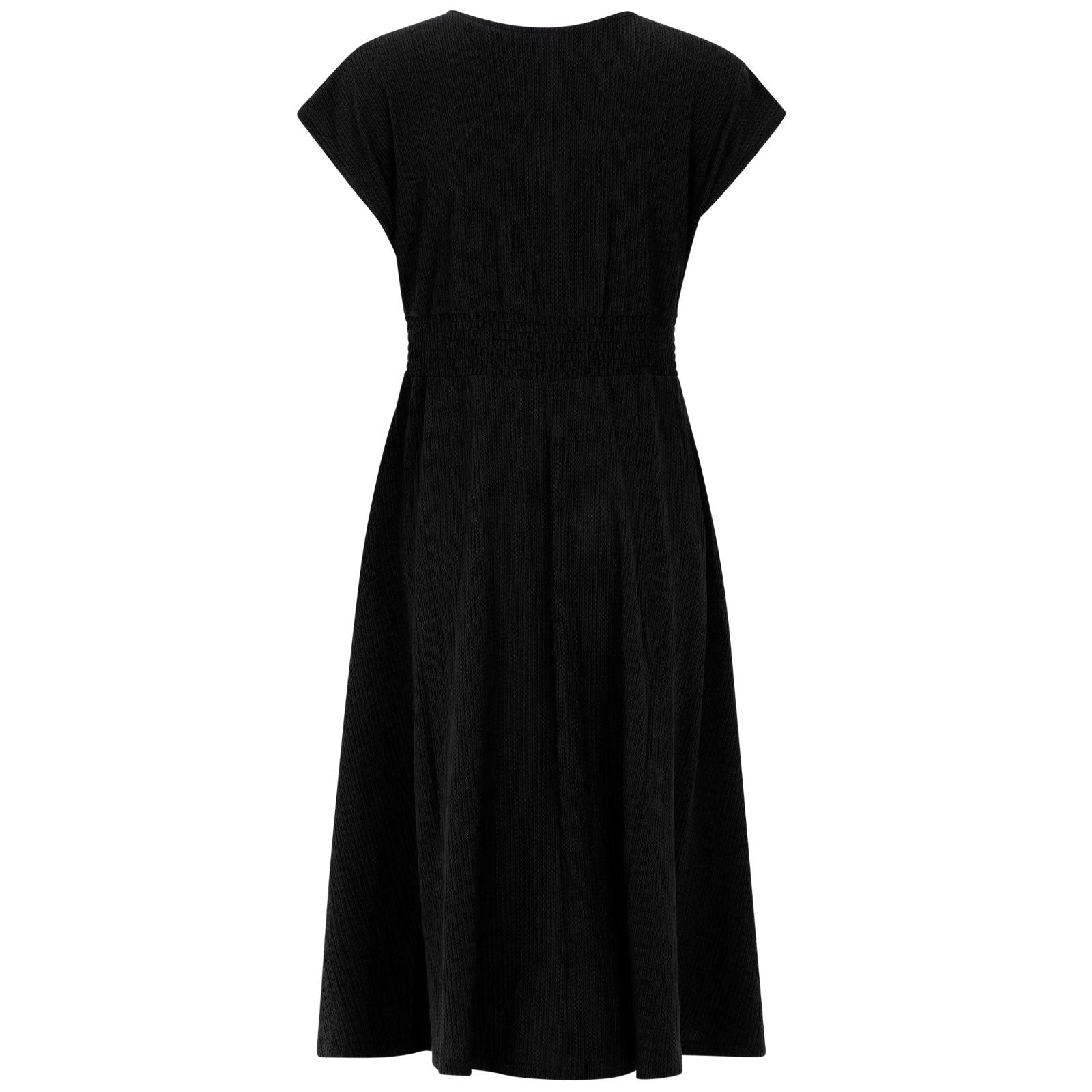 True Black v-hals midi jurk Nieve - Capuchon Fashion