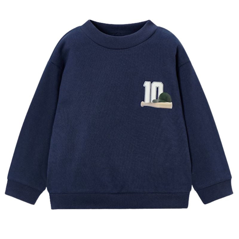 Donkerblauwe pullover met backprint