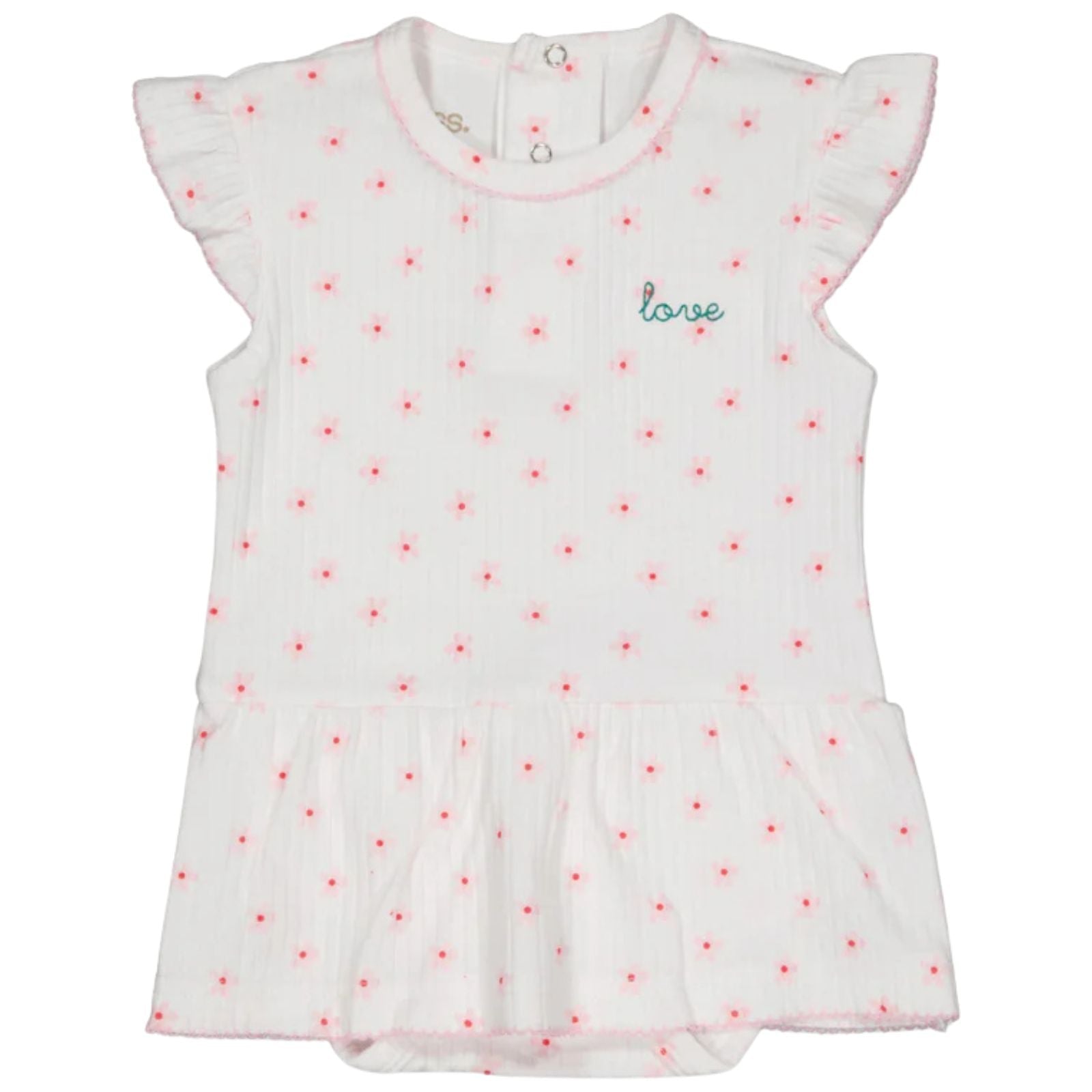 Wit allover geprint jurkje Rib 261110 - Capuchon Fashion