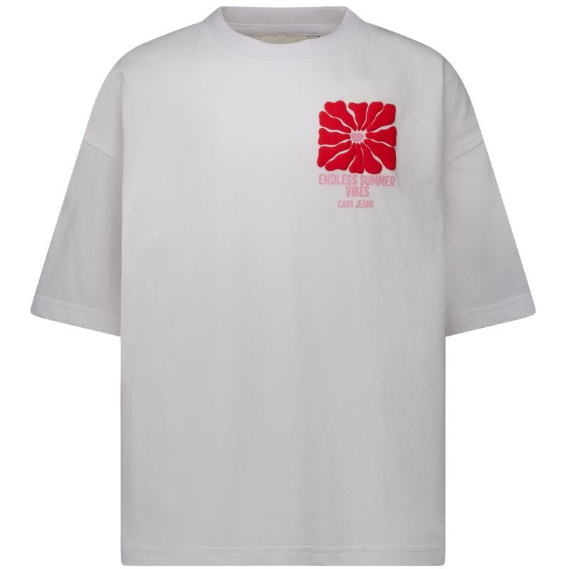 Wit geprint backprint t-shirt Junie - Capuchon Fashion