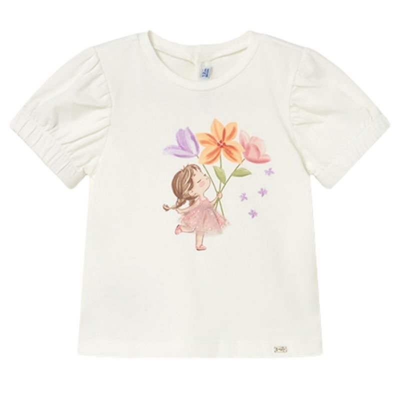 Wit geprint korte mouw t-shirt 1078 - Capuchon Fashion