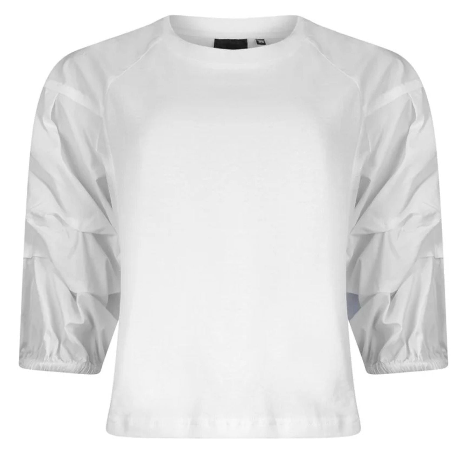 Wit geprint t-shirt woven mix 613229 - Capuchon Fashion