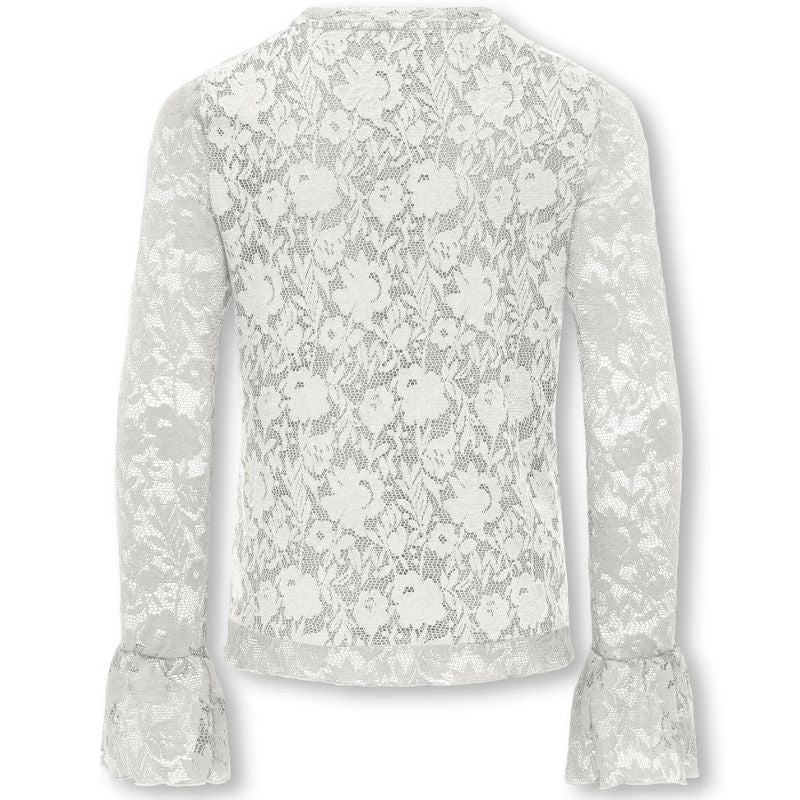 Wit geprinte kanten lace top Toos - Capuchon Fashion