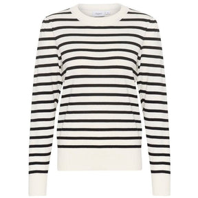 Wit gestreepte pullover Mila - Capuchon Fashion