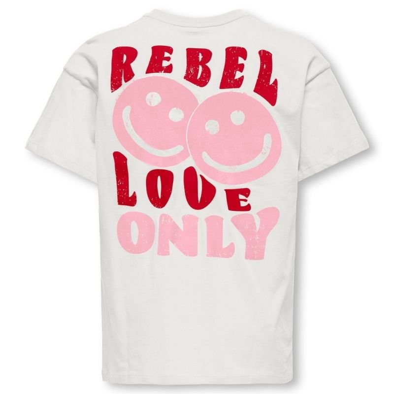 Wit loose fit t-shirt Geros Life - Capuchon Fashion