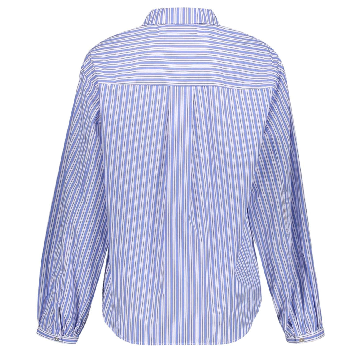 Wit met blauw gestreepte blouse 63614 - Capuchon Fashion