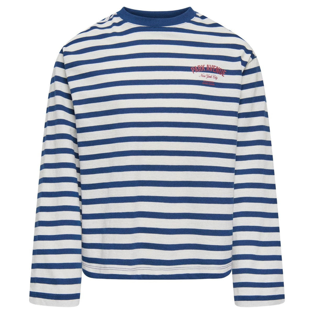 Wit met donkerblauw gestreepte longsleeve top Lida - Capuchon Fashion
