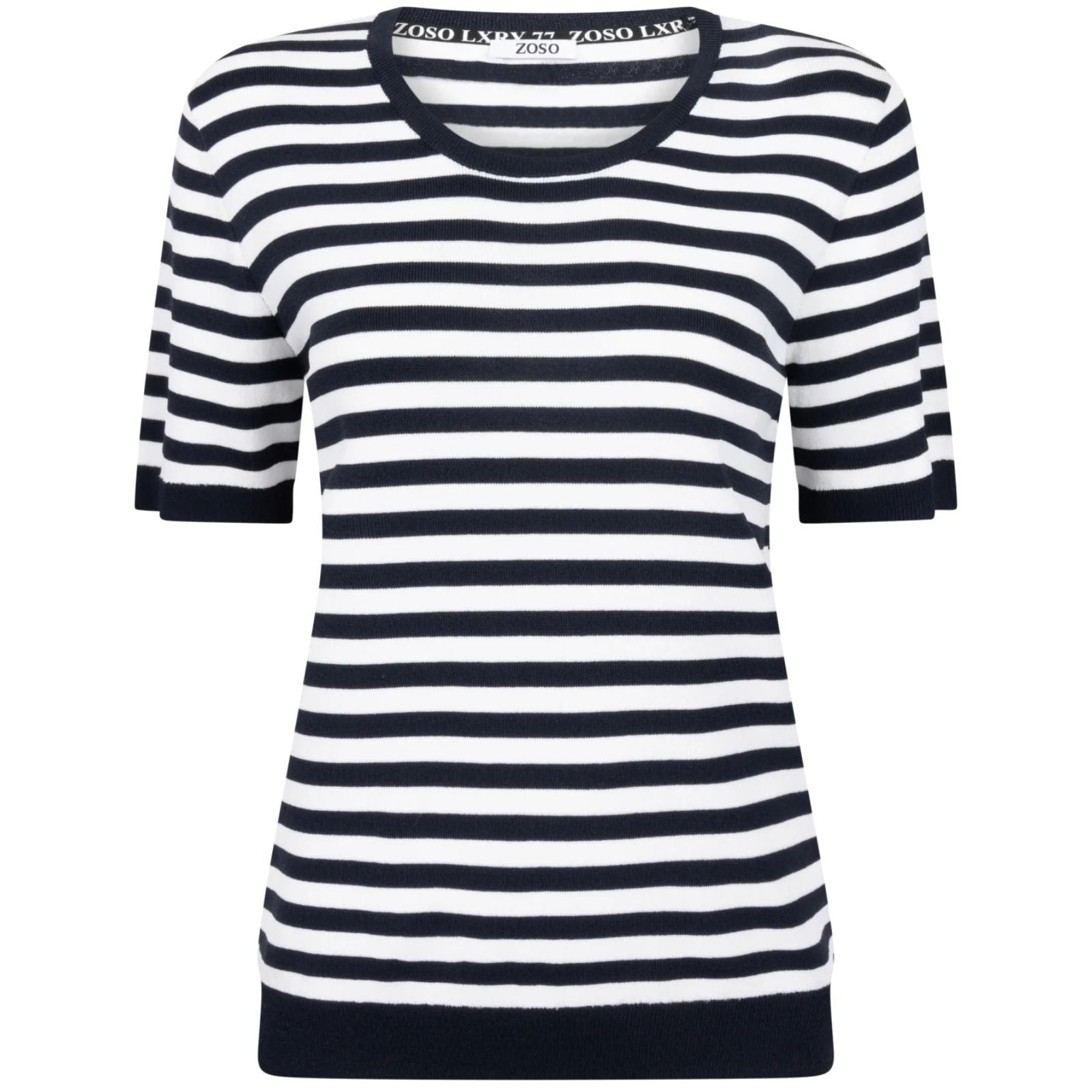 Wit met donkerblauw gestreepte top Gaby - Capuchon Fashion