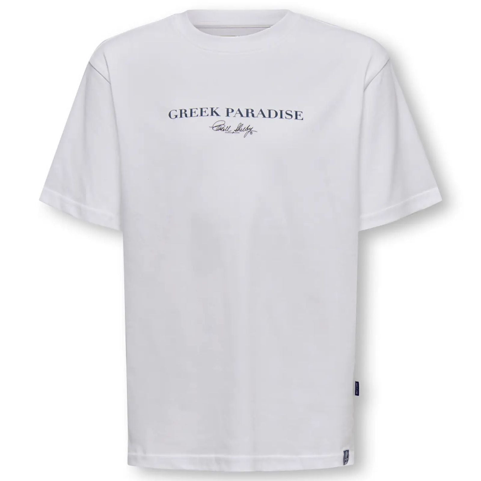 Wit met Greek Paradise relaxed fit t-shirt Shelby - Capuchon Fashion