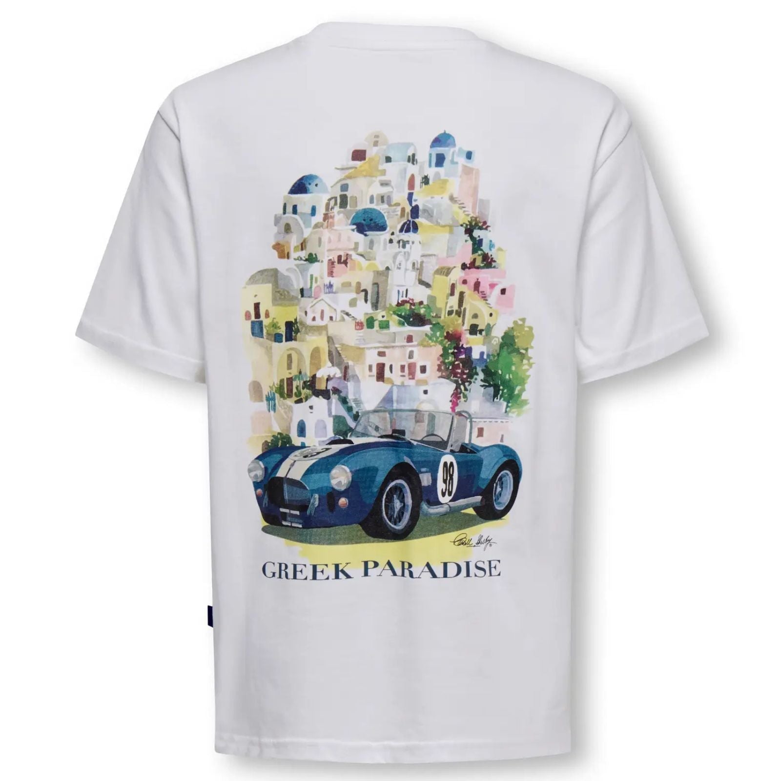 Wit met Greek Paradise relaxed fit t-shirt Shelby - Capuchon Fashion