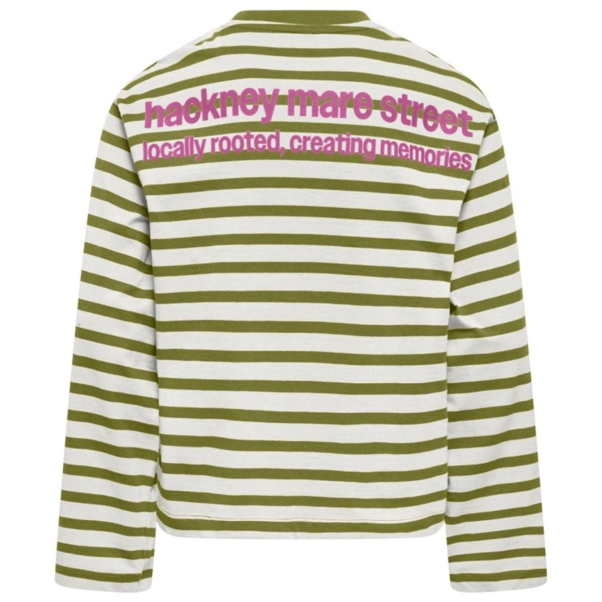 Wit met groen gestreepte longsleeve top Lida - Capuchon Fashion