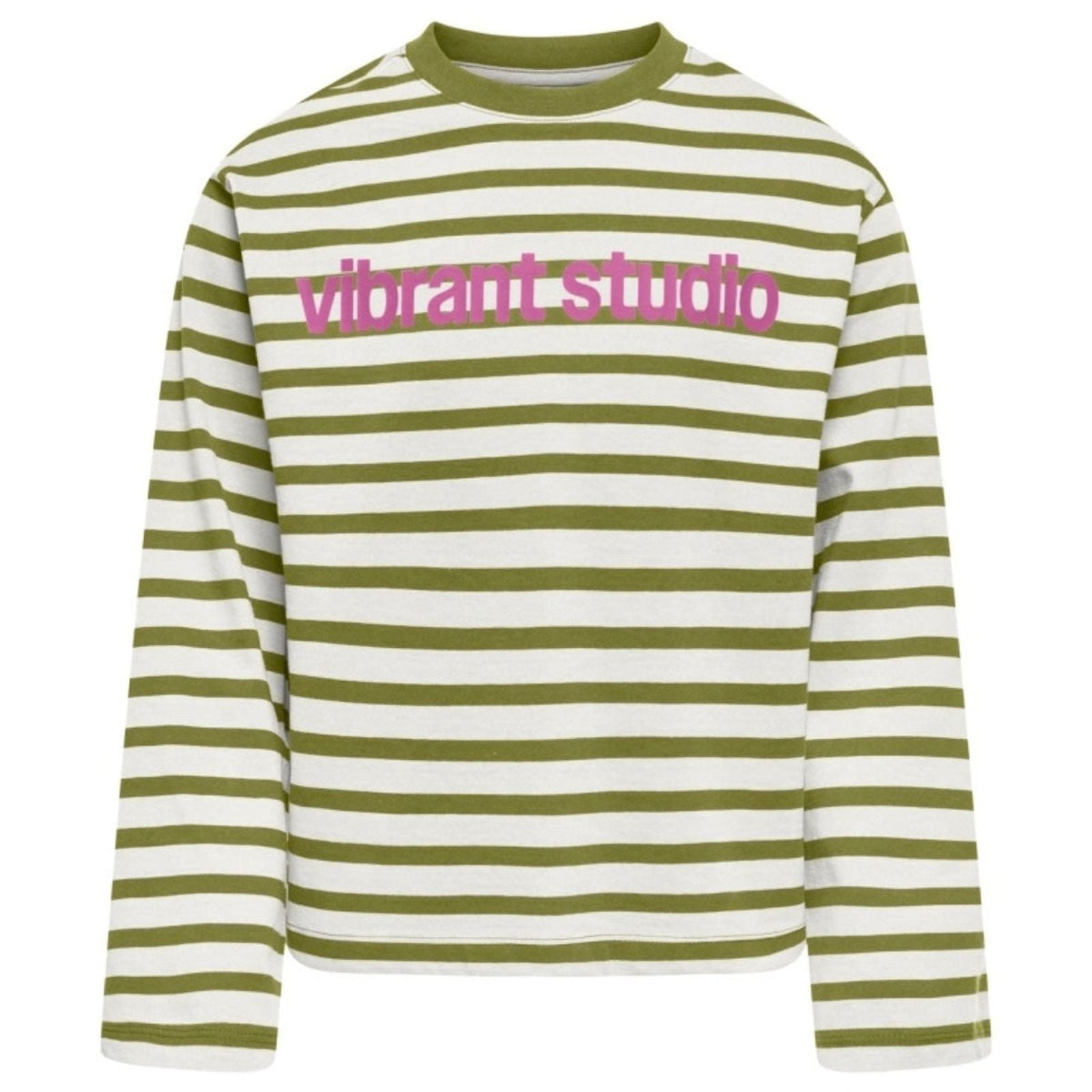 Wit met groen gestreepte longsleeve top Lida - Capuchon Fashion