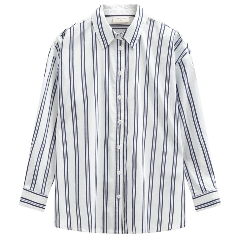 Wit met navy blazer gestreept shirt Fina - Capuchon Fashion