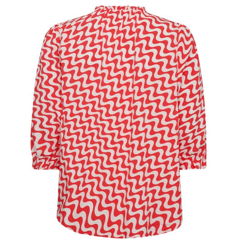 Wit met rood geprinte blouse Adney - Capuchon Fashion