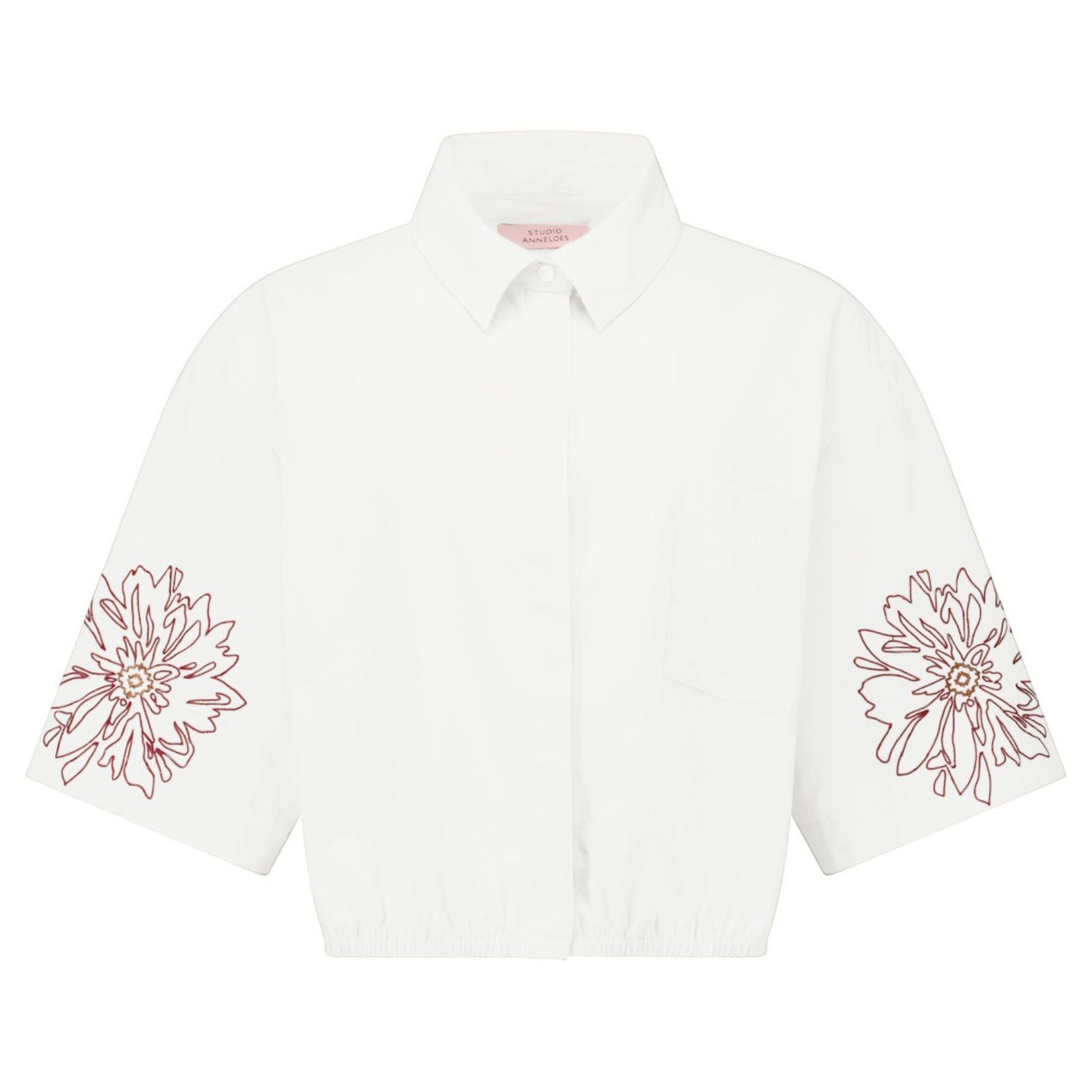 Wit met rust blouse Noleste Poplin - Capuchon Fashion