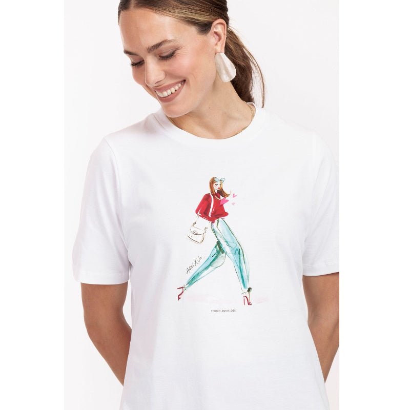 Wit t - shirt Klaasje print - Capuchon Fashion