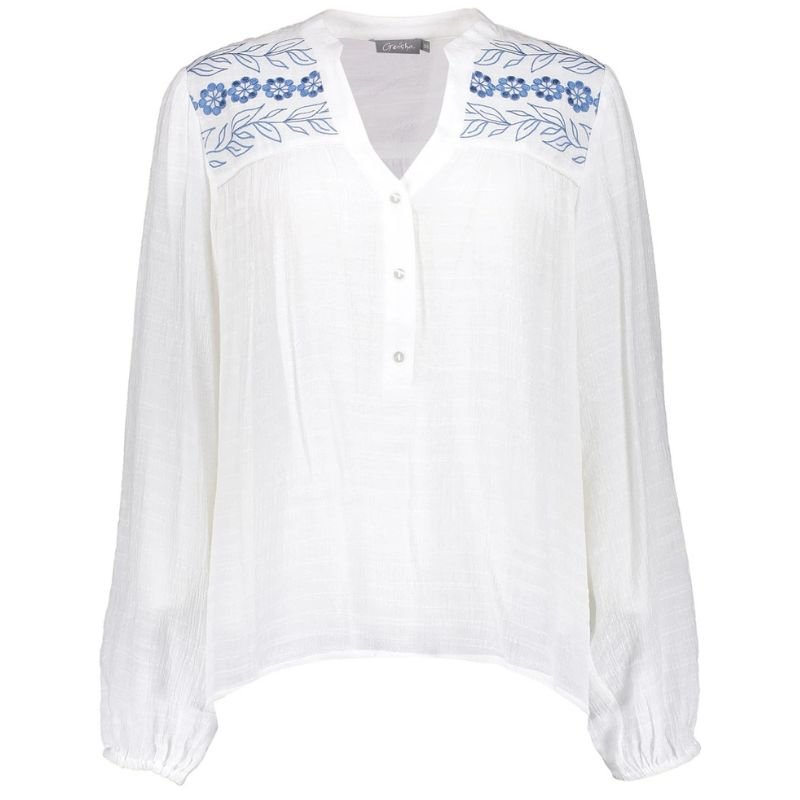 Witte blouse Embroidery 53065 - Capuchon Fashion