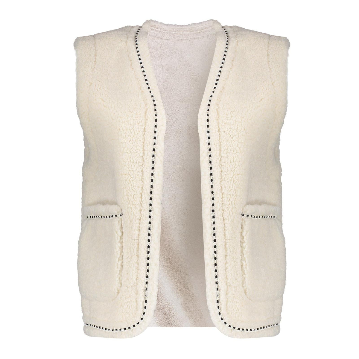 Witte embroidery teddy gilet 45553 - Capuchon Fashion