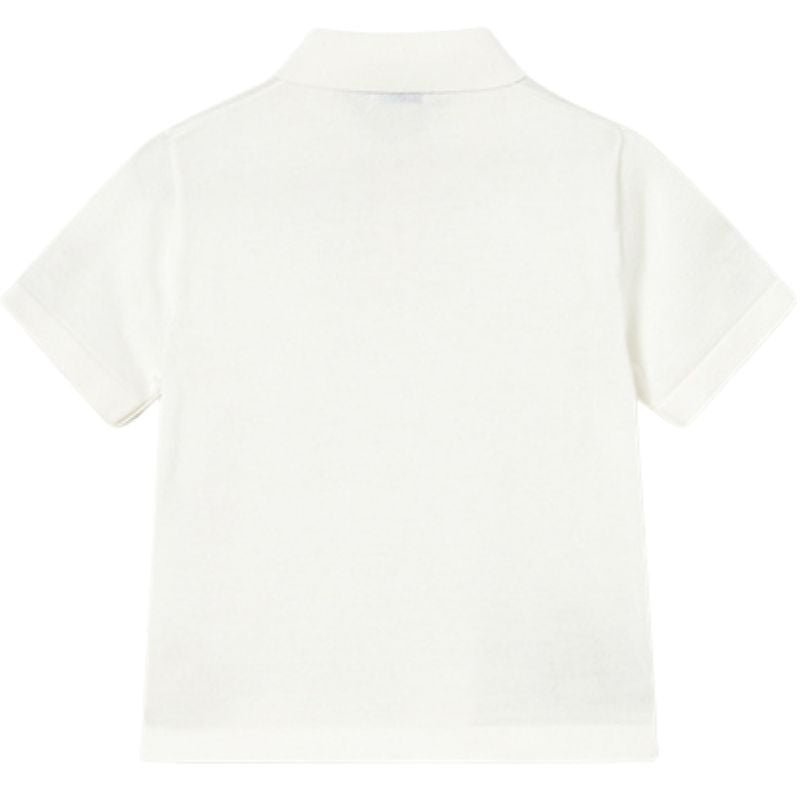 Witte knitted korte mouw polo 1109 - Capuchon Fashion