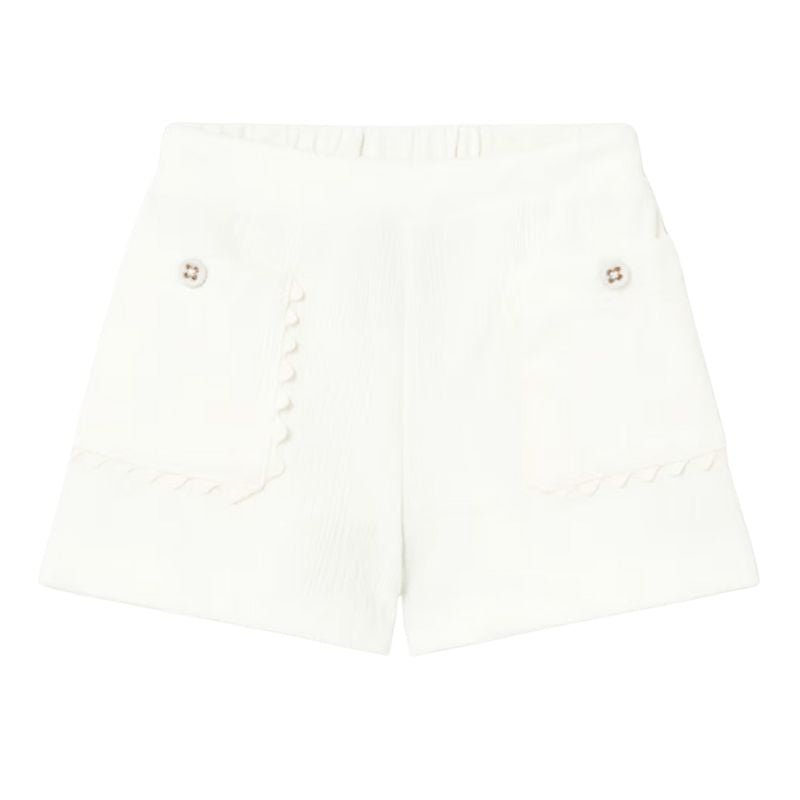 Witte linnen pocket korte broek 1201 - Capuchon Fashion