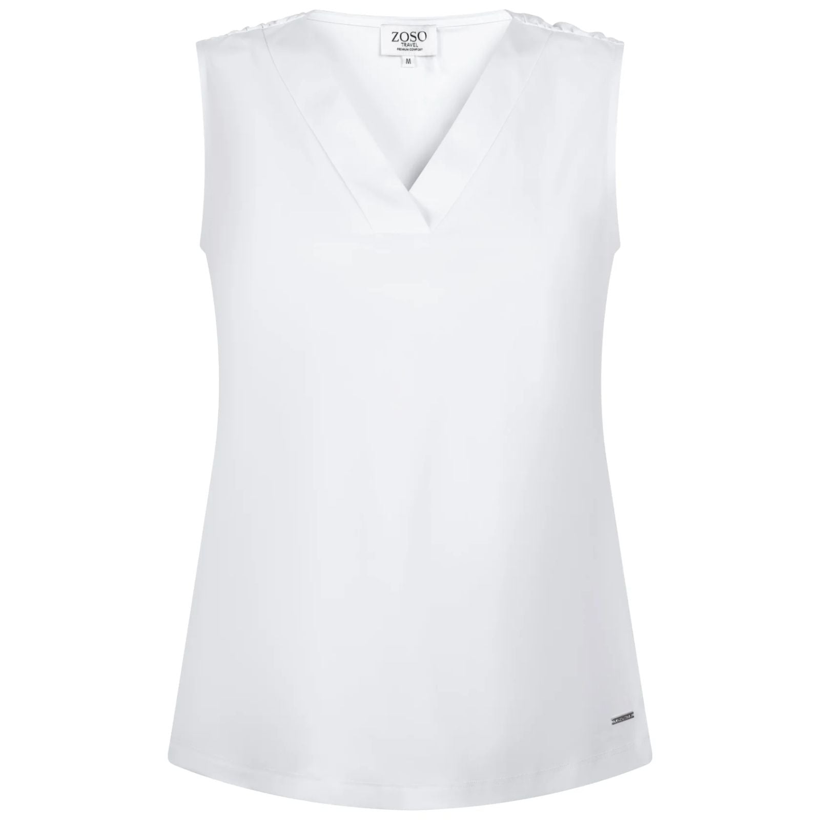 Witte mouwloze travel top Suzette - Capuchon Fashion