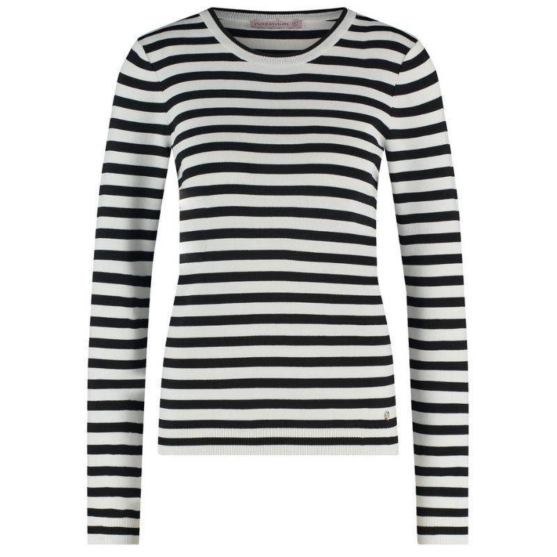 Witte pullover Luna stripe - Capuchon Fashion