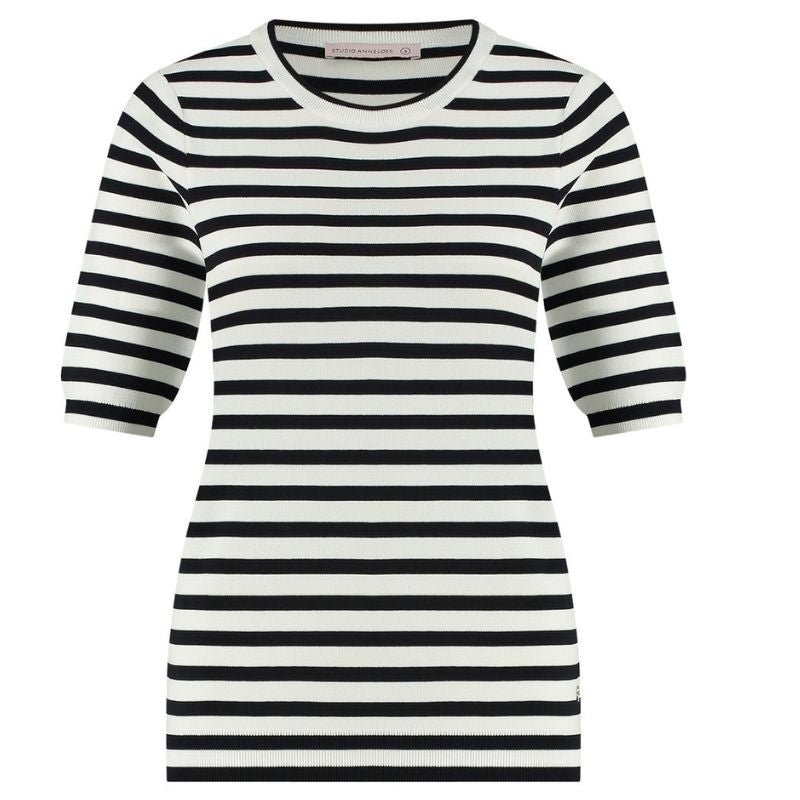 Witte pullover Luna stripe slv - Capuchon Fashion