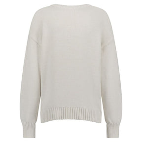 Witte pullover Valerie chunky flower - Capuchon Fashion