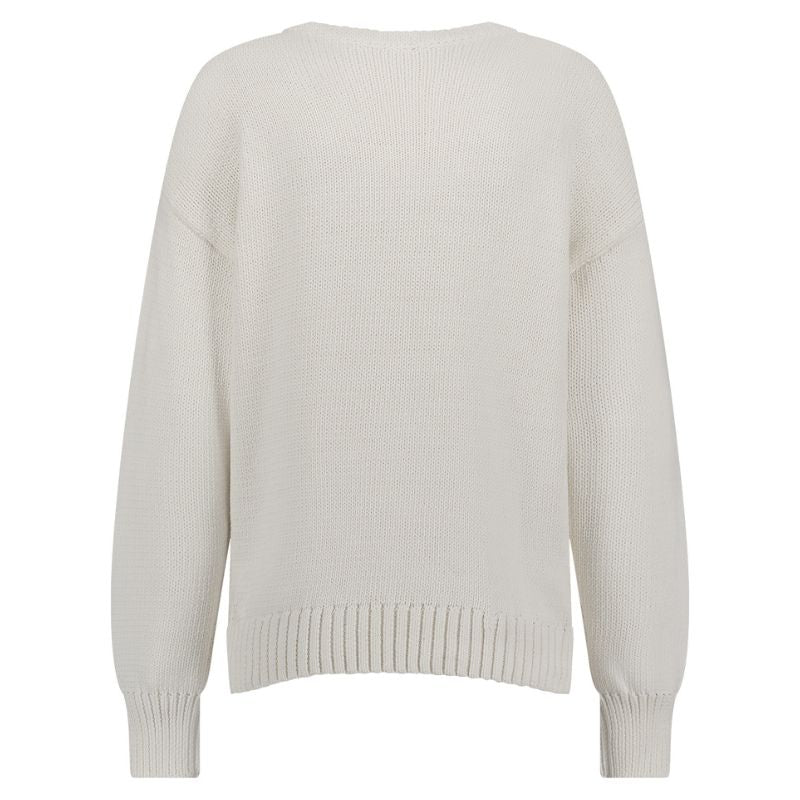 Witte pullover Valerie chunky flower - Capuchon Fashion