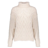 Witte roll neck pullover cable - Capuchon Fashion