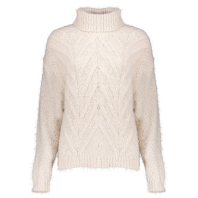 Witte roll neck pullover cable - Capuchon Fashion