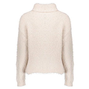 Witte roll neck pullover cable - Capuchon Fashion