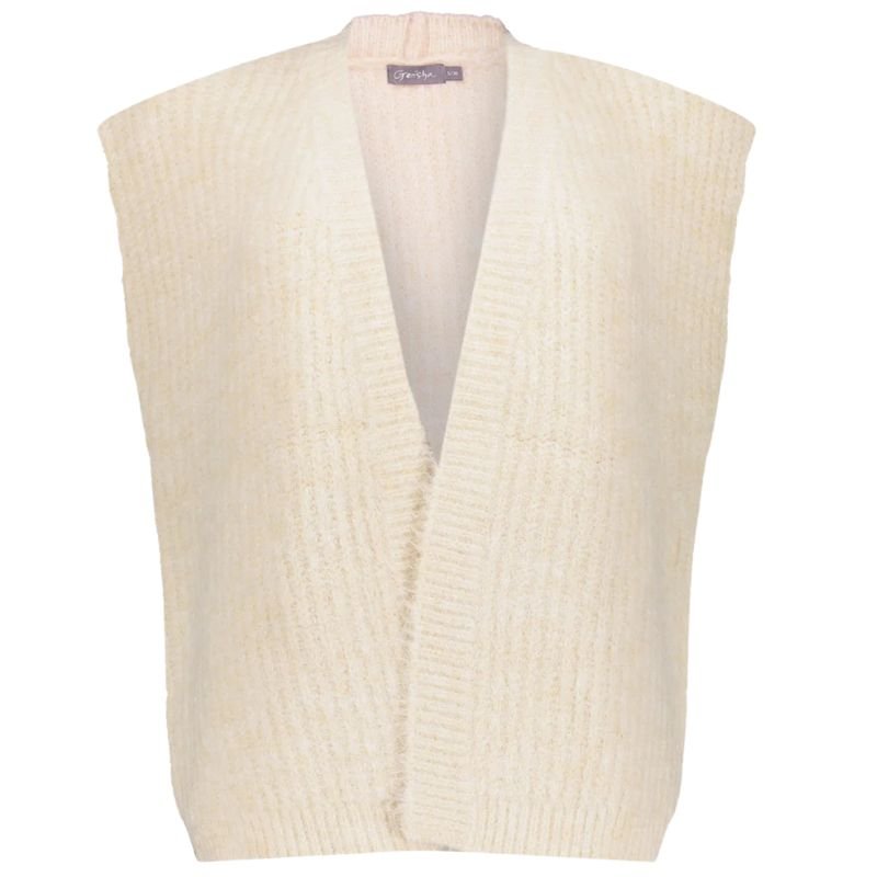 Witte soft touch gilet hairy 54830 - Capuchon Fashion