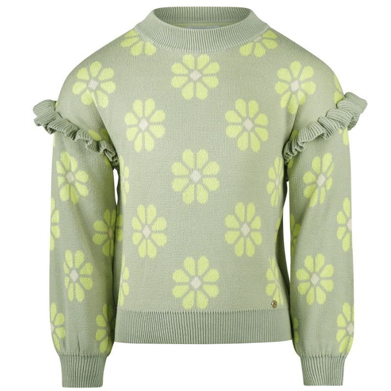 Zachtgroen geprinte sweater O56953 - Capuchon Fashion