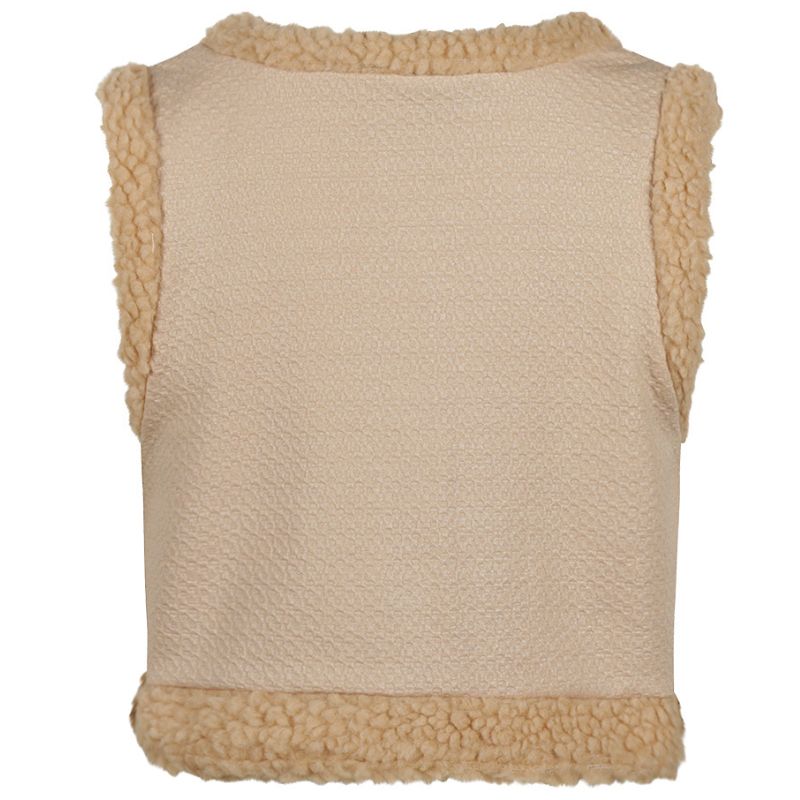 Zandkleur waistcoat teddy O56933 - Capuchon Fashion
