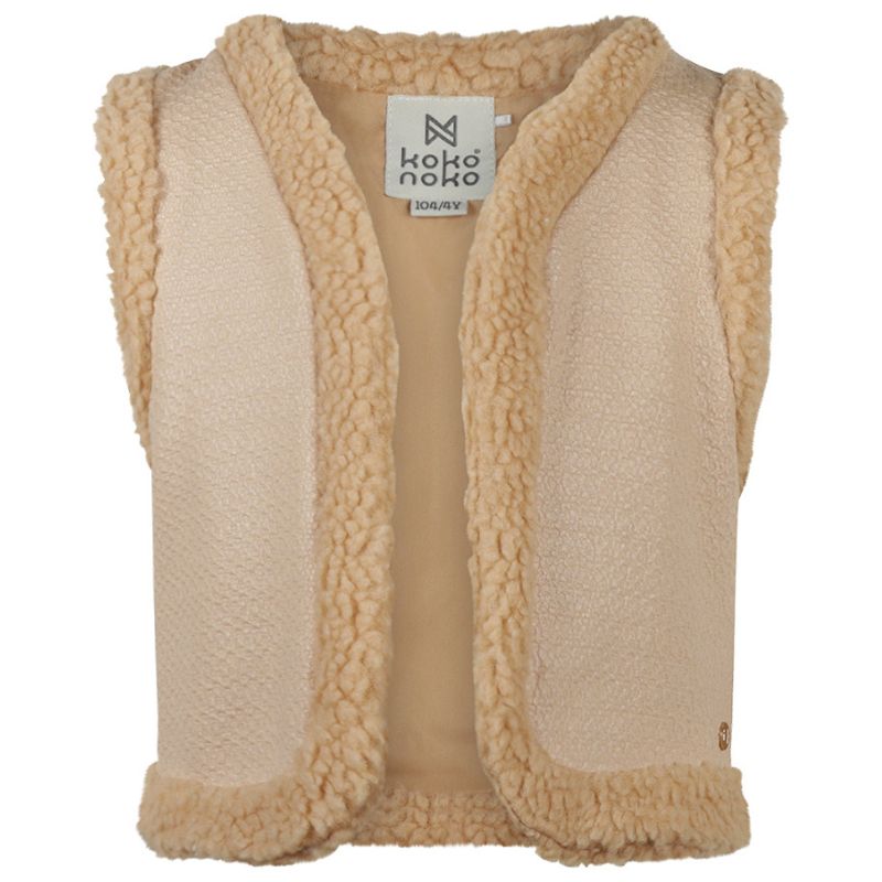 Zandkleur waistcoat teddy O56933 - Capuchon Fashion