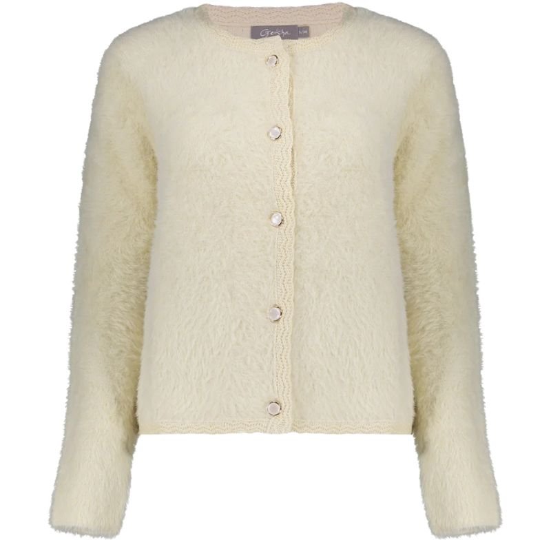 Zandkleurig zacht hairy vest 54807 - Capuchon Fashion