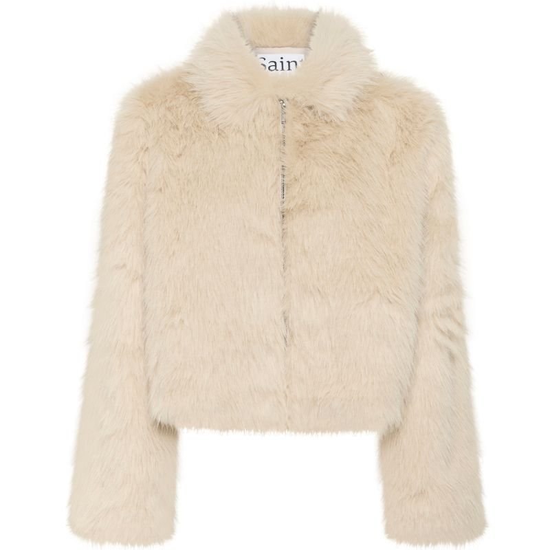 Zandkleurige fluffy jacket Zaseline - Capuchon Fashion